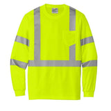 The Crew Hangar Hi Vis Long Sleeve Shirt ANSI Class 3 Reflective Breathable Birdseye Mesh Tarmac Tough For Builders