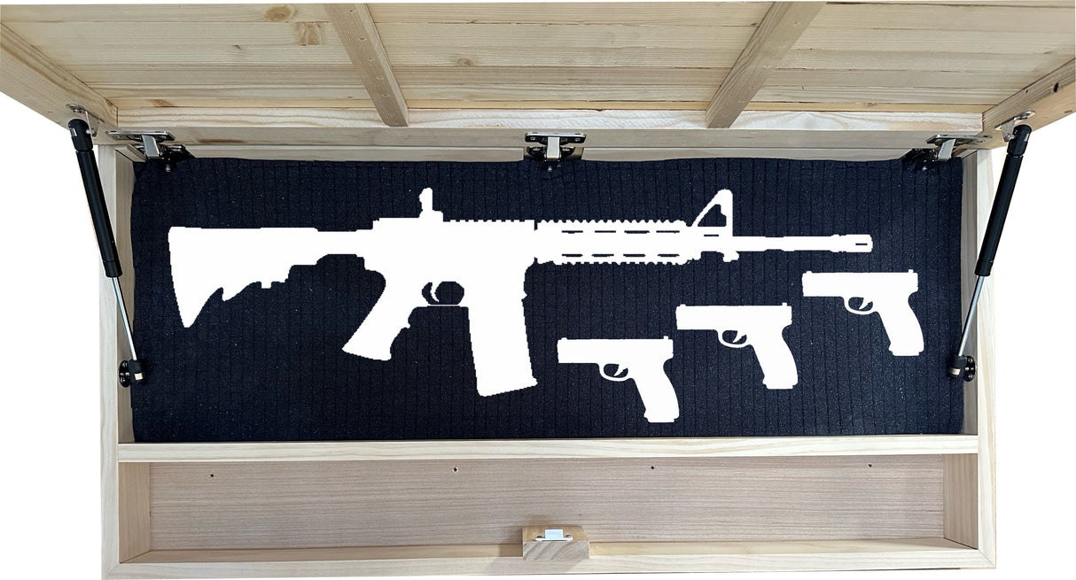 American Flag Challenge Coin Display and Hidden Gun Cabinet, Military Coin Holder Holds 100 Coins and is Ready to Hang, Large US Flag Patriotic Art 38.5" x 19.5"