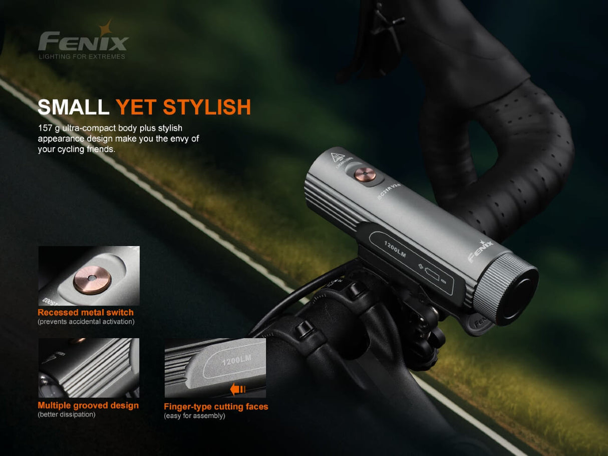 Fenix BC21R V3.0 Bike Light 1200-Lumen Aluminum Trail Ready