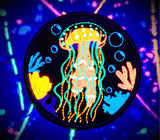 Blacklight Dark Blacklight Jellyfish Velvet Patch - Amp Up Your Wardrobe with Trippy, Eye-Catching Fluorescent Thread Magic