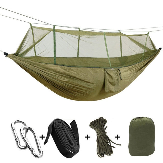1-2 Person Portable Outdoor Camping Hammock with Mosquito Net High Strength Parachute Fabric Hanging Bed Hunting Sleeping Swing-5
