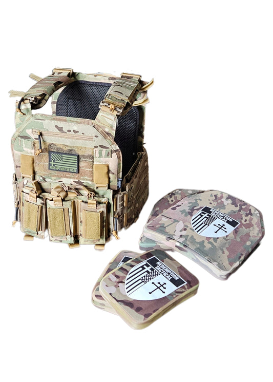 Redemption Tactical CRUSADER 2.0® ARMOR FULL KIT COMBO PACKAGE LIGHTWEIGHT LEVEL IV  (2) 10x12 Front/Back Plates (2) 6x8 Side Plates (Level III PE)