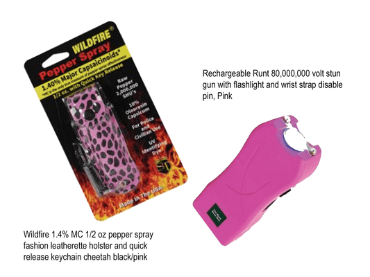 Runt Pink Personal Defense Stun Gun and Pepper Spray Set