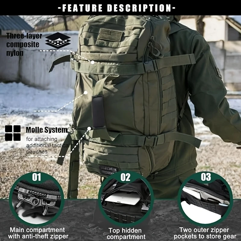 Tactical Gym Duffel Backpack Capacity Bag-3