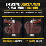 The Ultimate Leather Gun Holster | 3 Slot Pancake Style Belt Holster | Handmade in the USA! | Fits all 1911 Style Handguns