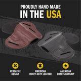 The Ultimate Leather Gun Holster | 3 Slot Pancake Style Belt Holster | Handmade in the USA! | Fits all 1911 Style Handguns