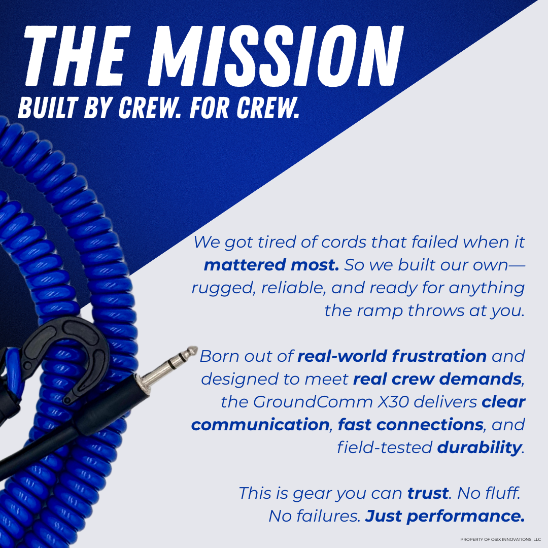 GroundComm X30 Durable Pushback Communication Extension Cord For Ground Crews By The Crew Hangar